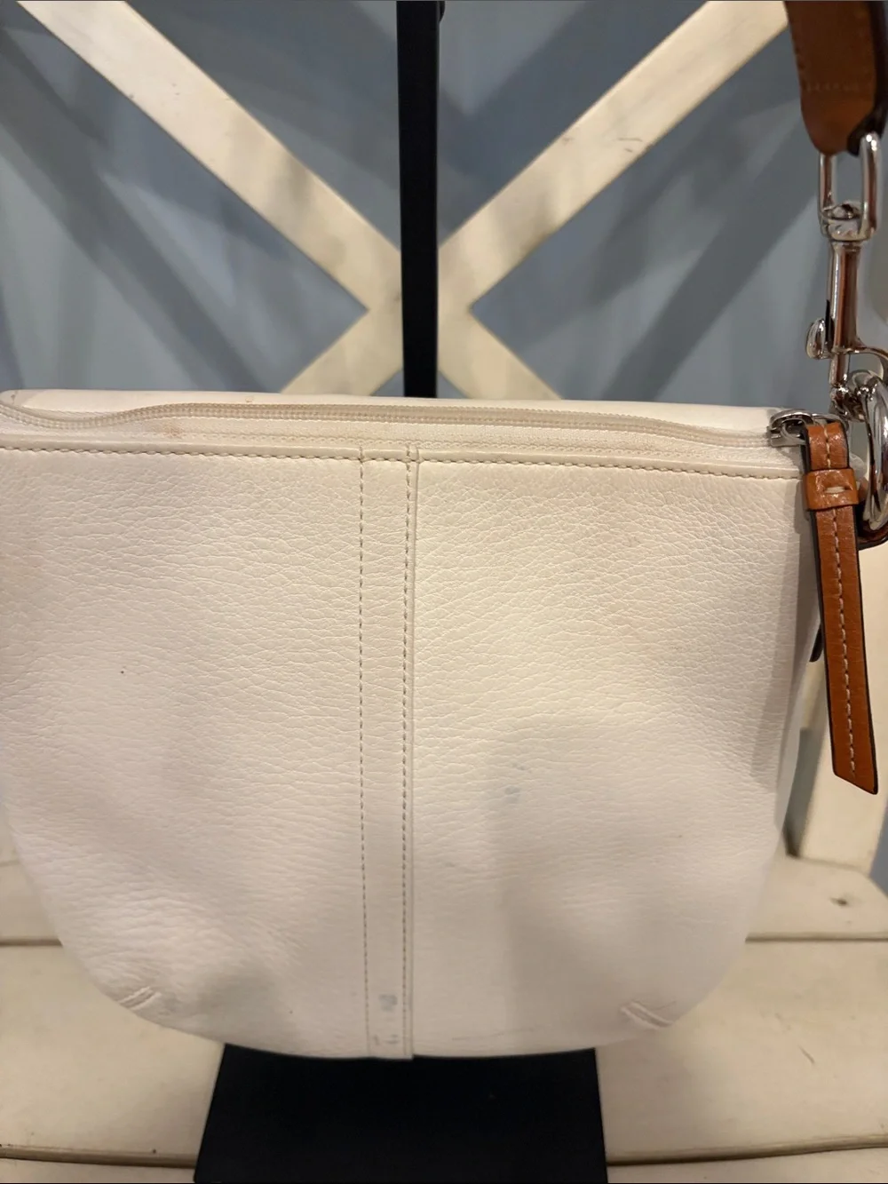 Coach SoHo Leather Crossbody Bag in Cream with Brown Trim